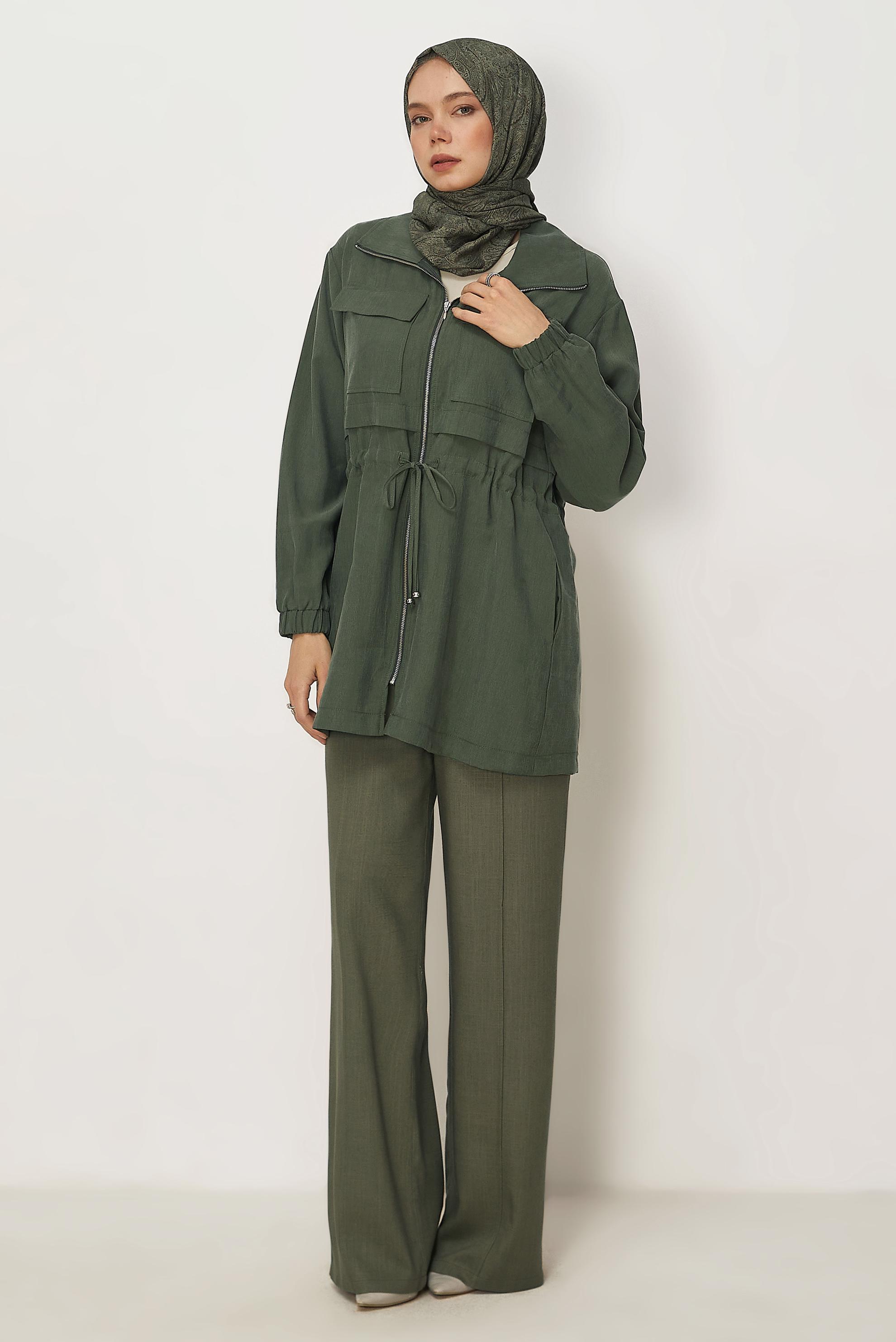 Hijab-Kleidung KHAKI LEINENHOSE MIT WEITEM BEIN 70967