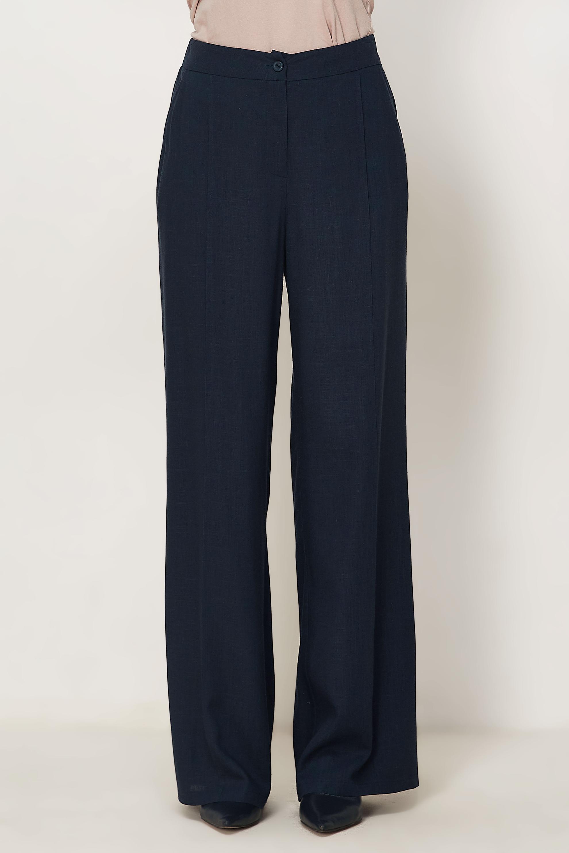 Hijab clothing NAVY BLUE WIDE LEG LINEN PANTS 70967