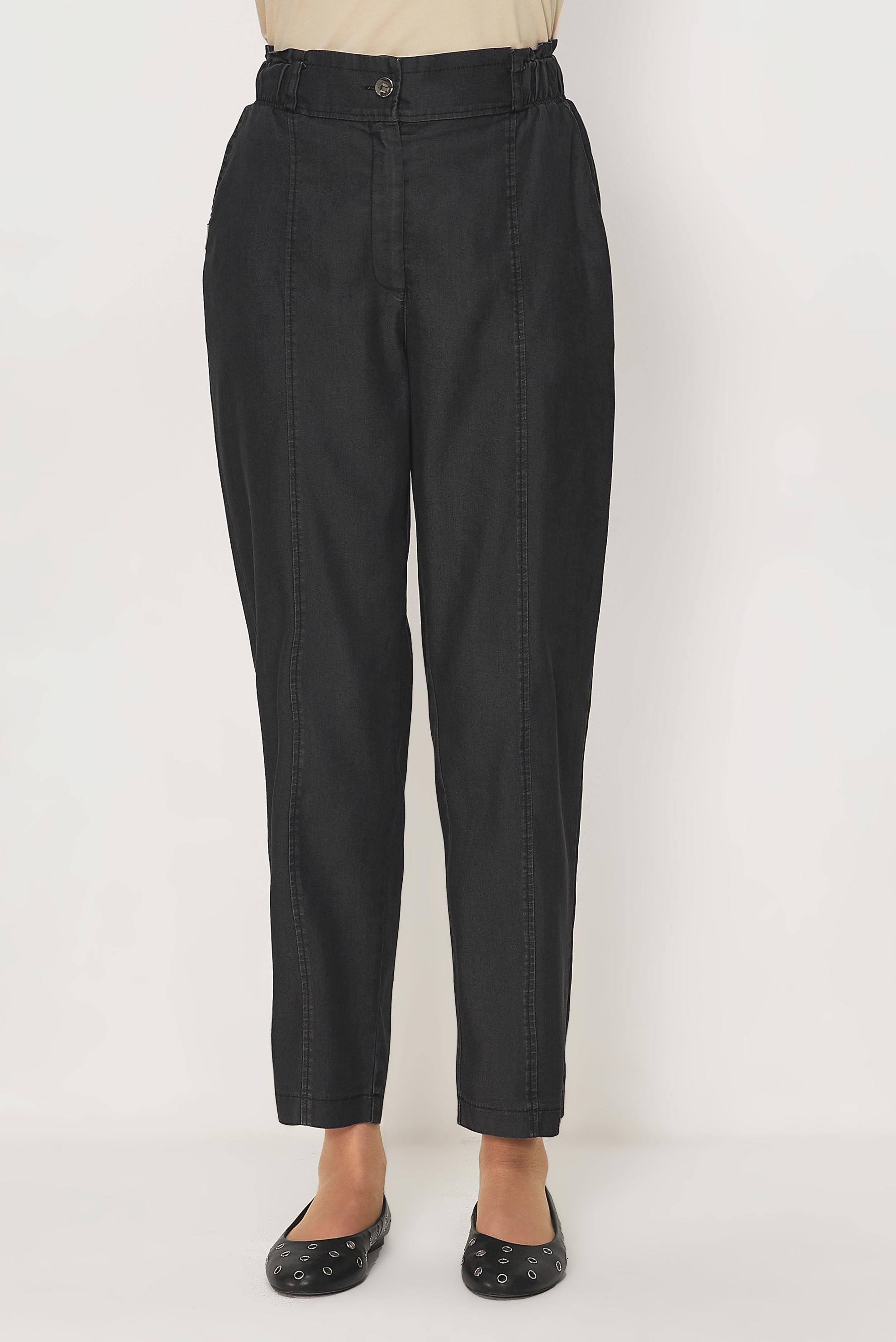 Tesettür giyim GRİ BELİ LASTİKLİ DENİM PANTOLON 70968