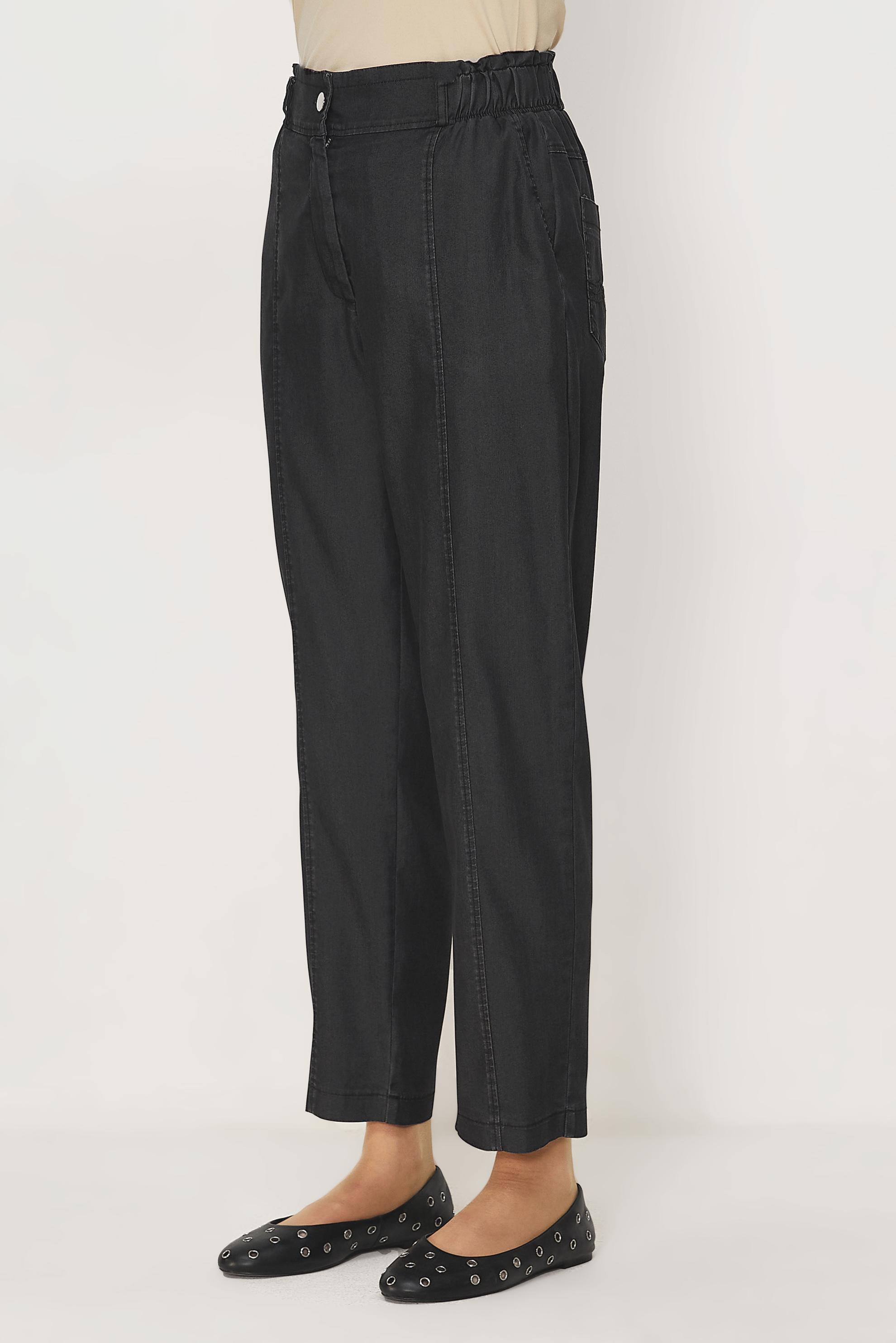Tesettür giyim GRİ BELİ LASTİKLİ DENİM PANTOLON 70968