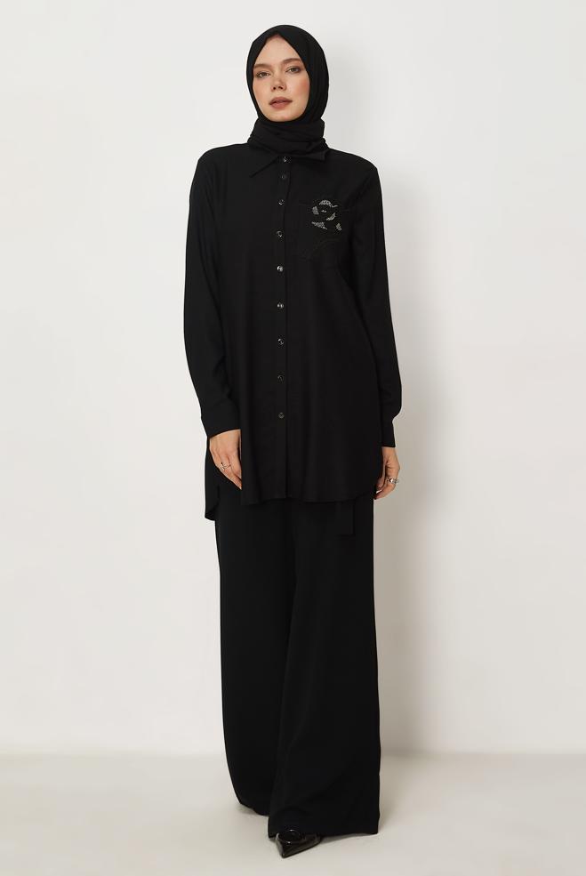 Hijab clothing BLACK BELT DETAILED CREPE PANTS 70970 - ALVİNA