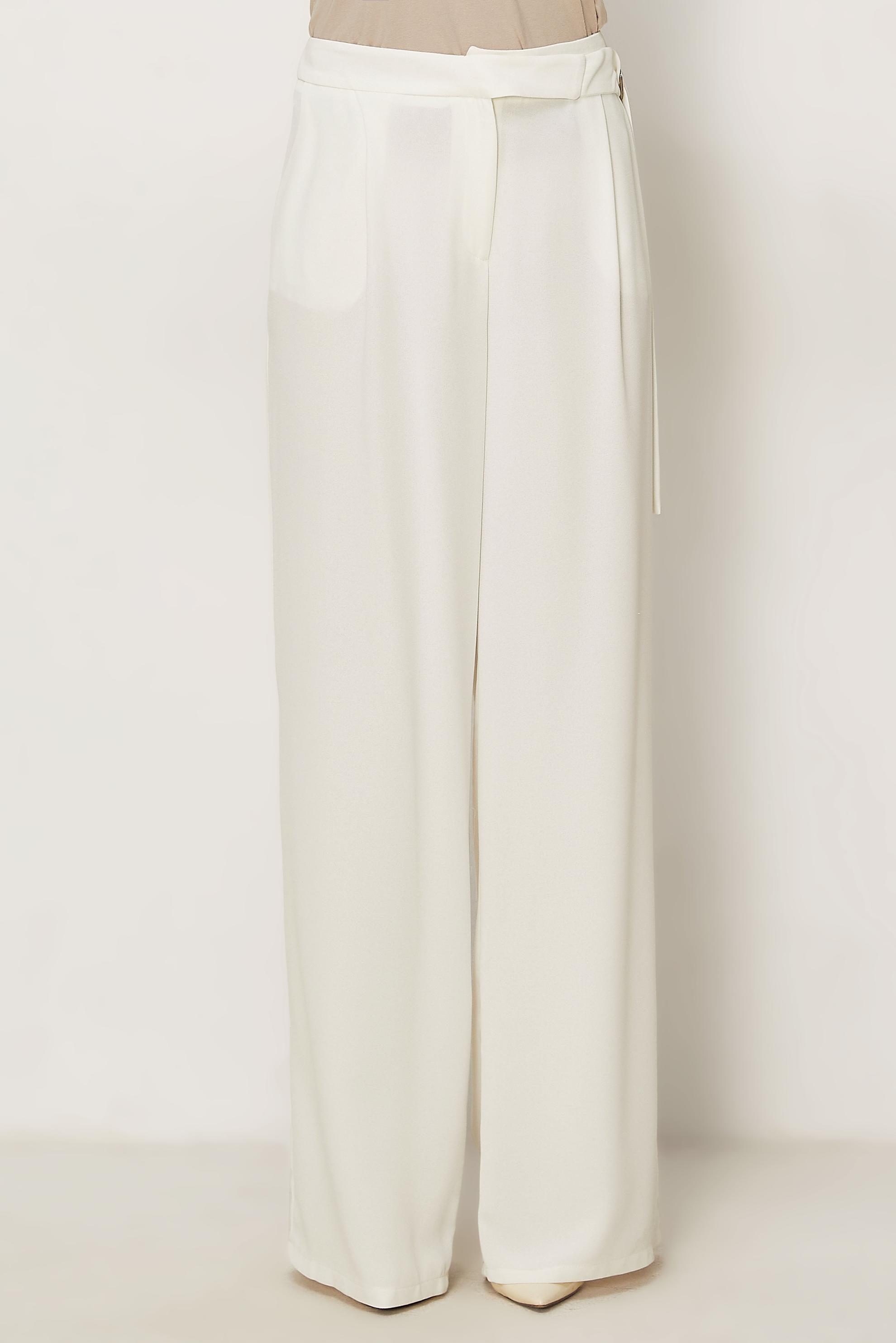 Tesettür giyim BEYAZ KEMER DETAYLI KREP PANTOLON 70970