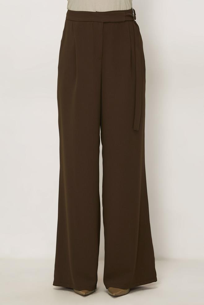 Hijab clothing BROWN BELT DETAILED CREPE PANTS 70970 - ALVİNA
