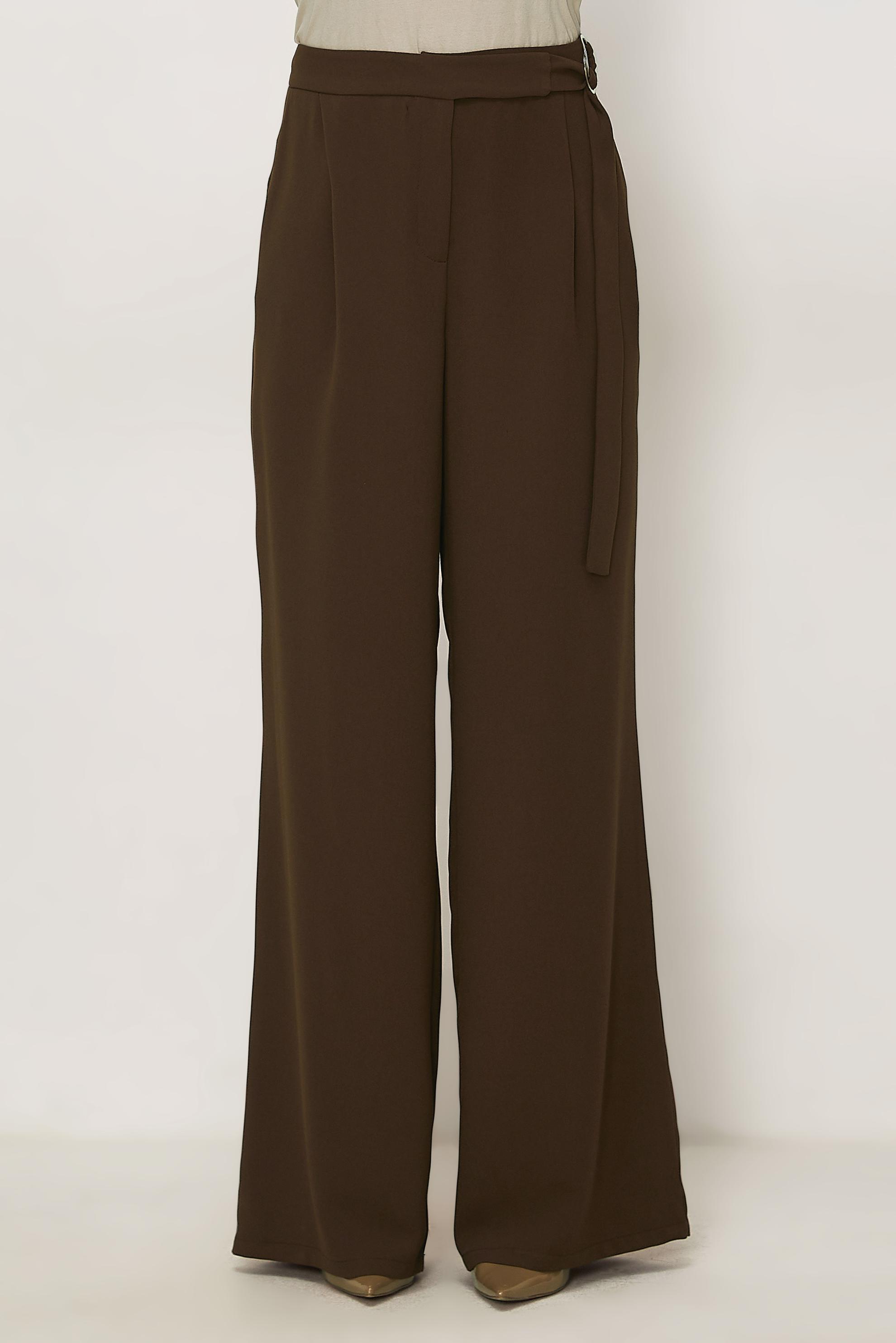 Hijab clothing BROWN BELT DETAILED CREPE PANTS 70970