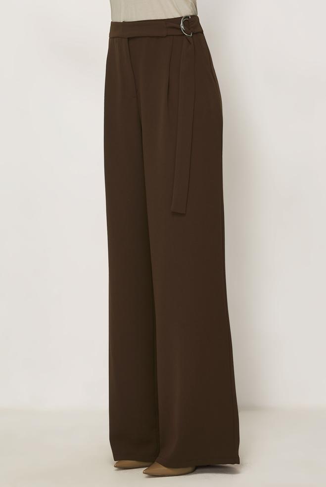 Hijab clothing BROWN BELT DETAILED CREPE PANTS 70970 - ALVİNA