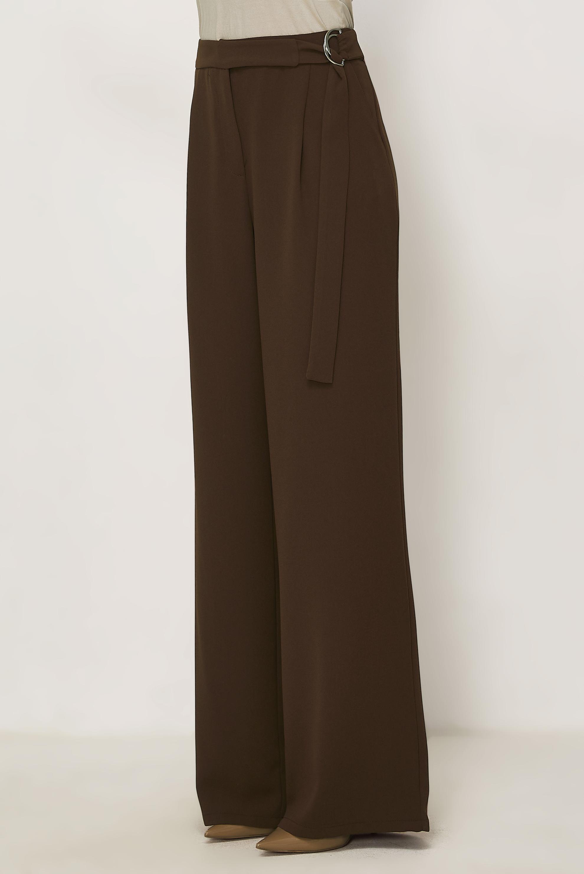Hijab clothing BROWN BELT DETAILED CREPE PANTS 70970