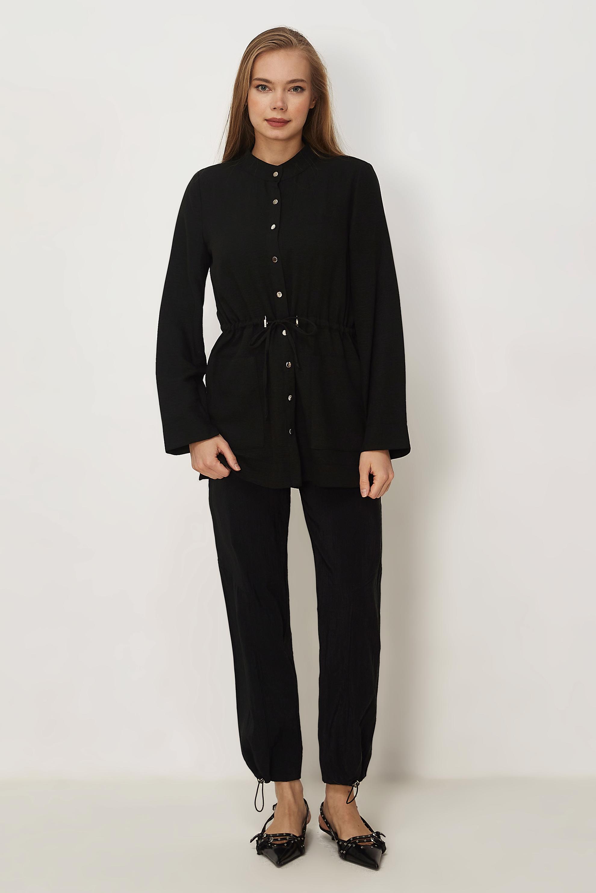 Tesettür giyim SİYAH PARAŞÜT KUMAŞ PANTOLON 70971