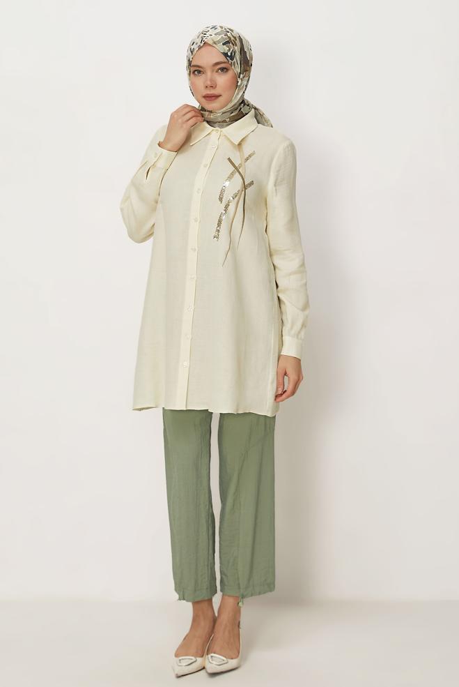 Hijab-Kleidung GRÜN FALLSCHIRMHOSE 70971 - ALVİNA