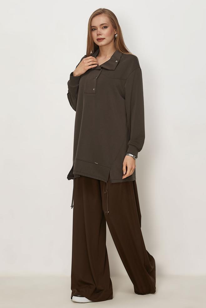 Hijab clothing BROWN PLEATED PANTS 70972 - ALVİNA