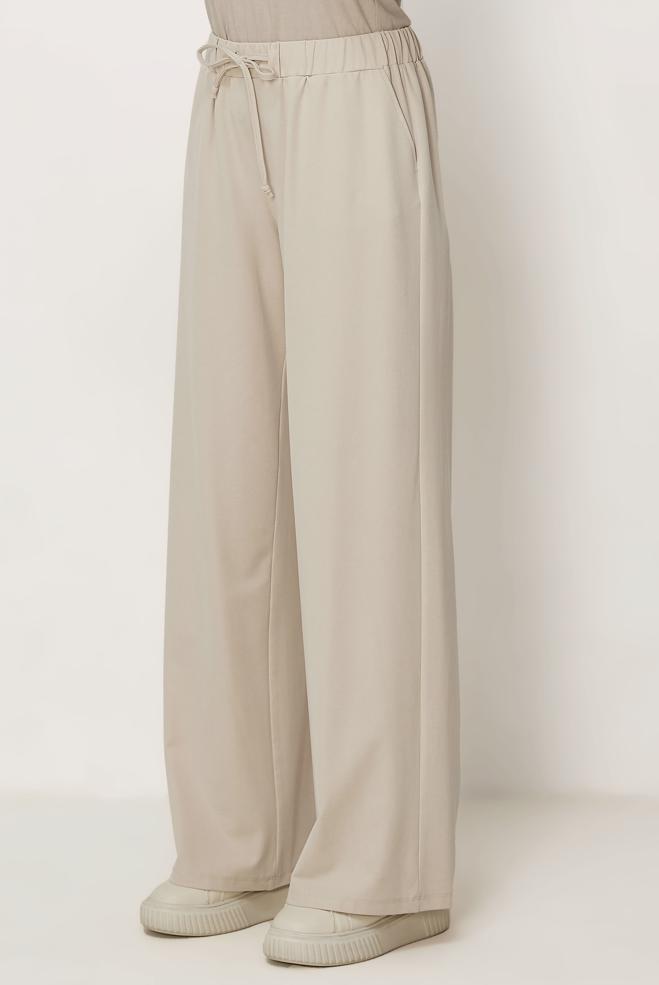 Hijab-Kleidung BEIGE MODALE HOSE MIT WEITEM BEIN 70973 - ALVİNA