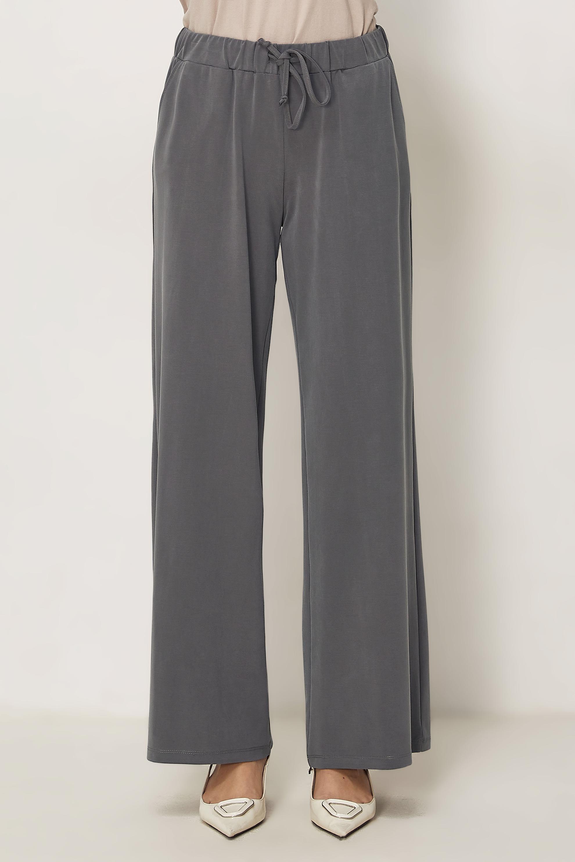 Tesettür giyim GRİ MODAL GENİŞ PAÇA PANTOLON 70973