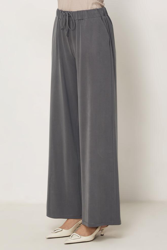 Hijab-Kleidung GRAU MODALE HOSE MIT WEITEM BEIN 70973 - ALVİNA