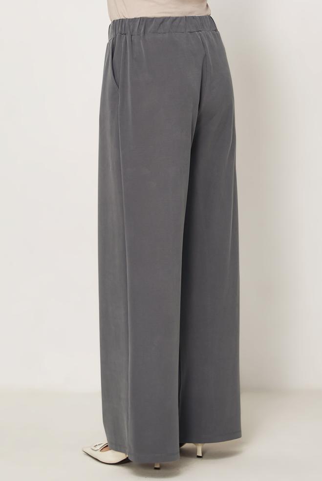 Hijab-Kleidung GRAU MODALE HOSE MIT WEITEM BEIN 70973 - ALVİNA