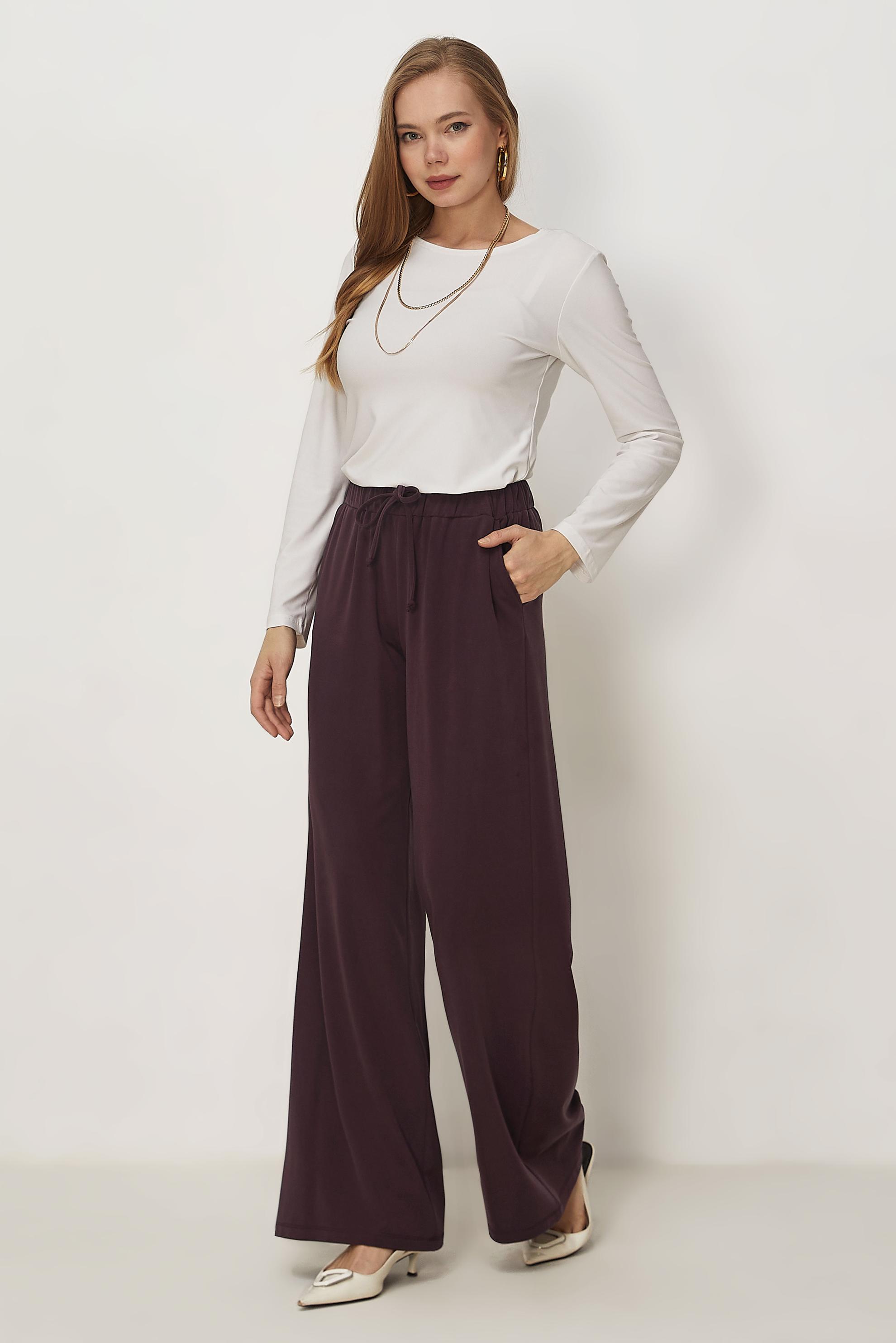 Hijab-Kleidung BURGUND MODALE HOSE MIT WEITEM BEIN 70973