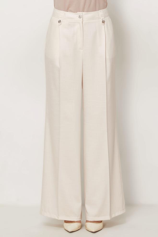 Hijab-Kleidung WEISS HOSE MIT WEITEM BEIN 70974 - ALVİNA