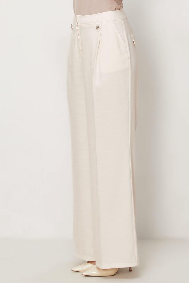 Hijab-Kleidung WEISS HOSE MIT WEITEM BEIN 70974 - ALVİNA