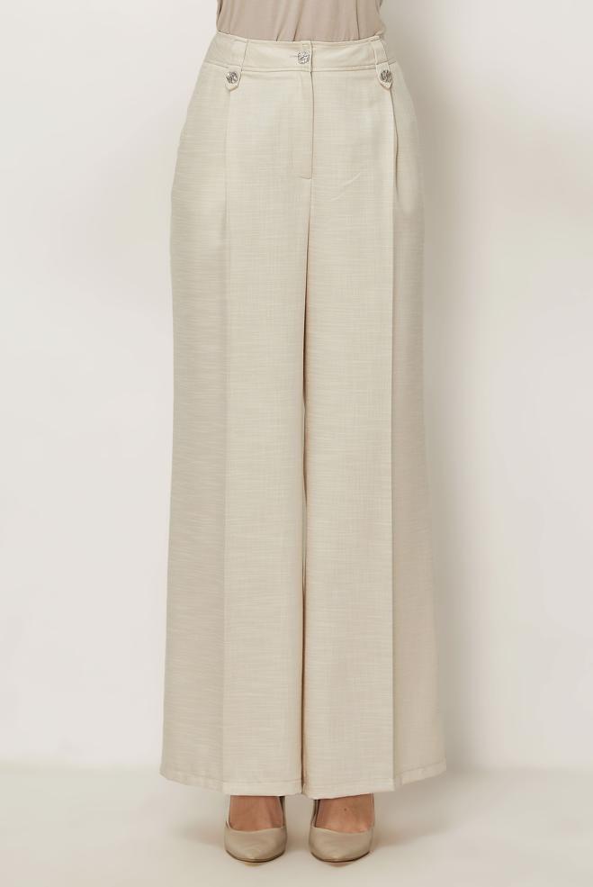 Hijab clothing BEIGE WIDE LEG PANTS 70974 - ALVİNA