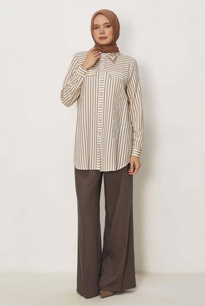 Hijab clothing BROWN WIDE LEG PANTS 70974 - ALVİNA