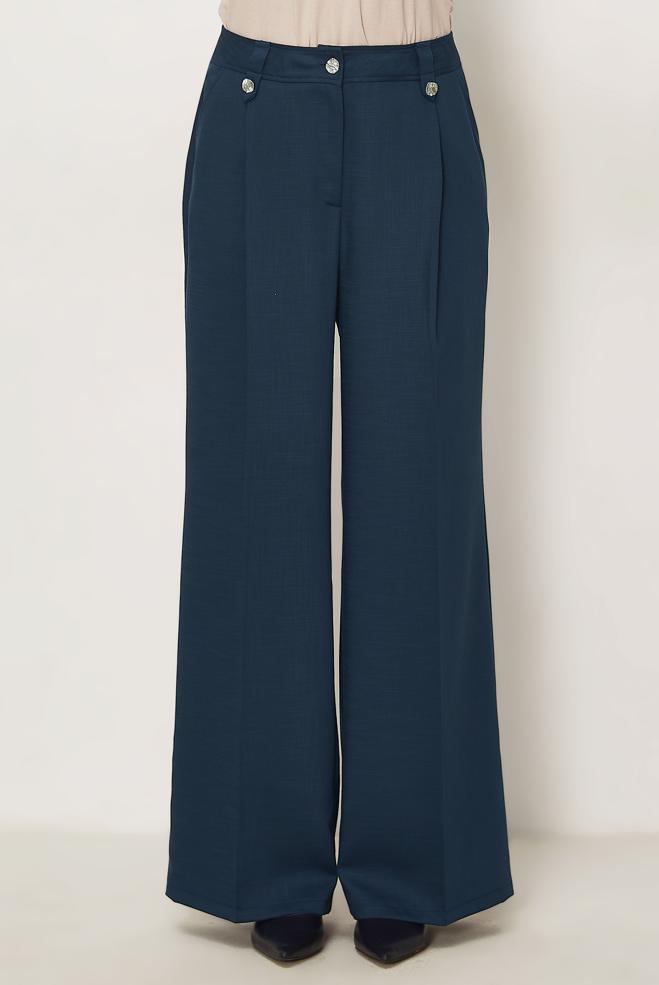 Hijab-Kleidung NAVY BLAU HOSE MIT WEITEM BEIN 70974 - ALVİNA