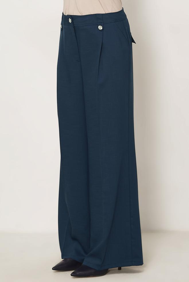 Hijab-Kleidung NAVY BLAU HOSE MIT WEITEM BEIN 70974 - ALVİNA