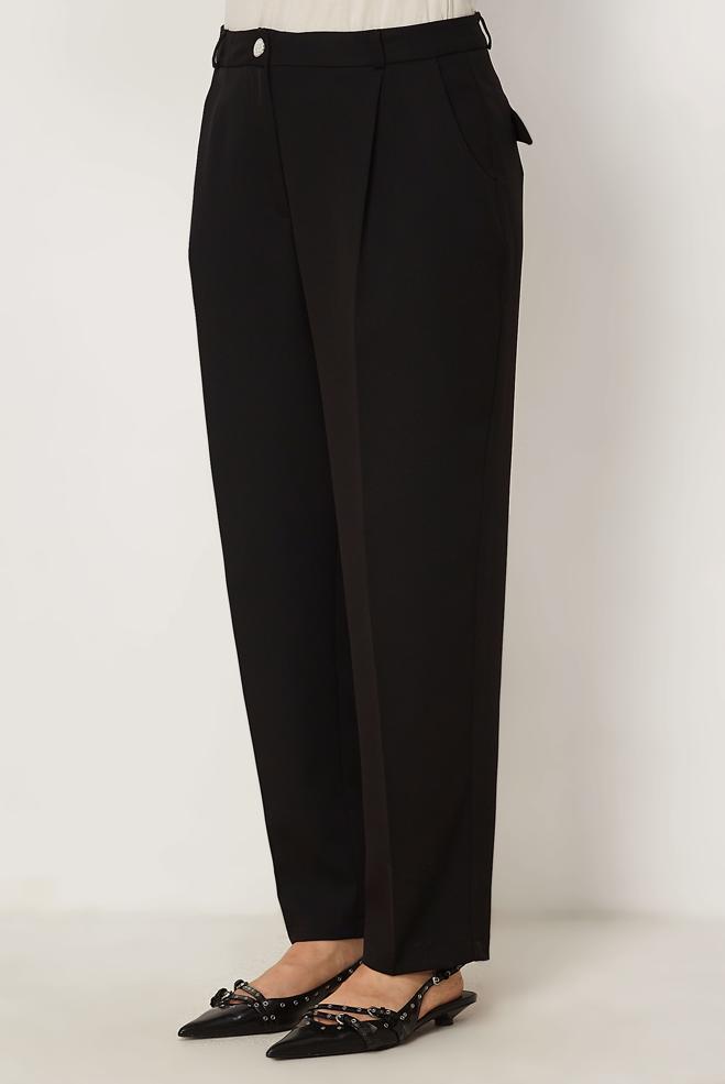 Hijab-Kleidung SCHWARZ KAROTTENHOSE 70975 - ALVİNA