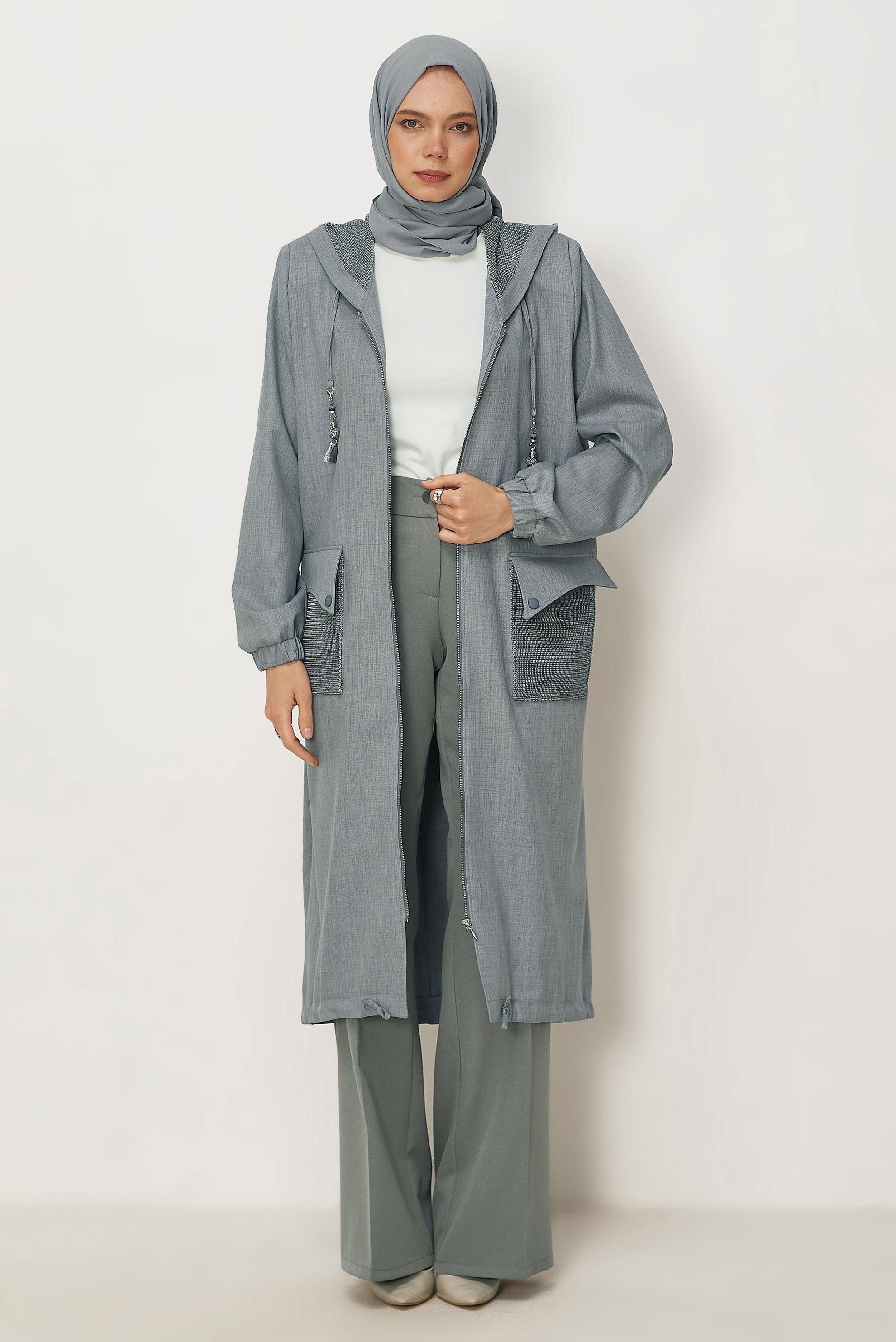 Hijab-Kleidung GRAU SCHLAGHOSE 70976