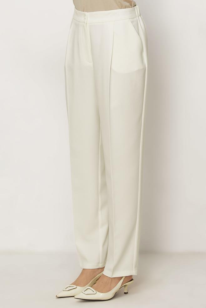 Hijab clothing WHITE CARROT-CUT PANTS 70977 - ALVİNA