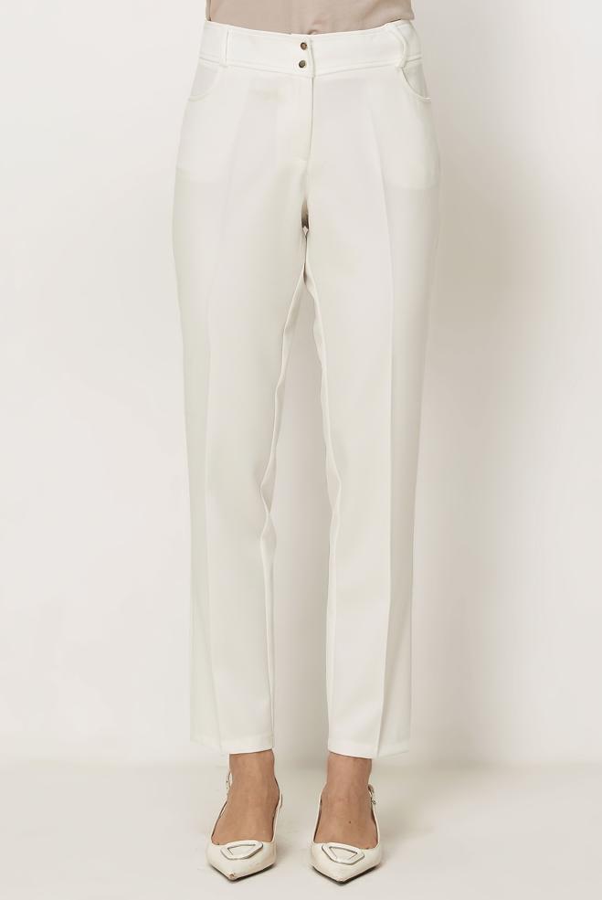 Hijab clothing WHITE STRAIGHT CUT PANTS 70979 - ALVİNA