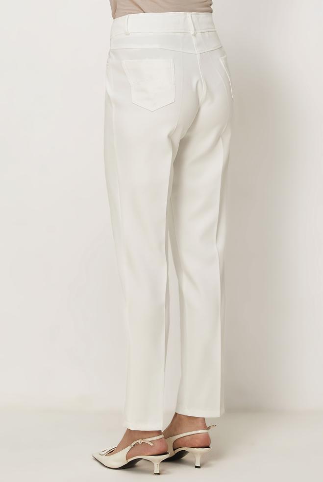 Hijab clothing WHITE STRAIGHT CUT PANTS 70979 - ALVİNA