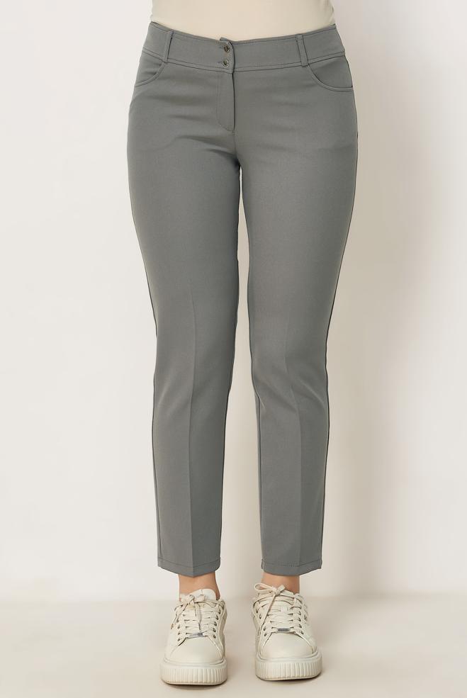 Hijab-Kleidung GRAU GERADE GESCHNITTENE HOSE 70979 - ALVİNA