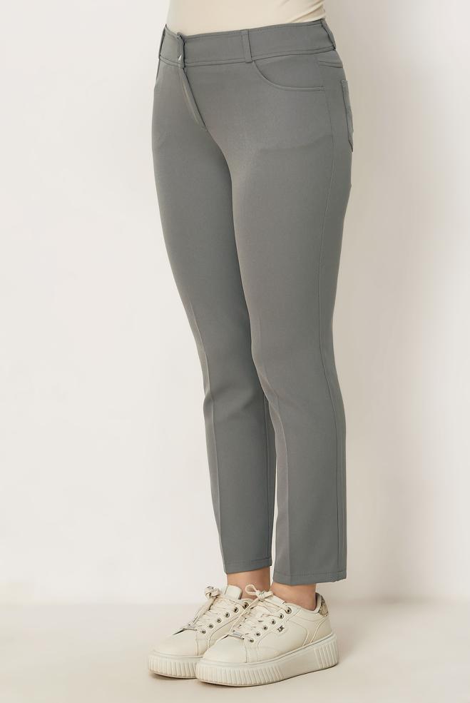Hijab-Kleidung GRAU GERADE GESCHNITTENE HOSE 70979 - ALVİNA