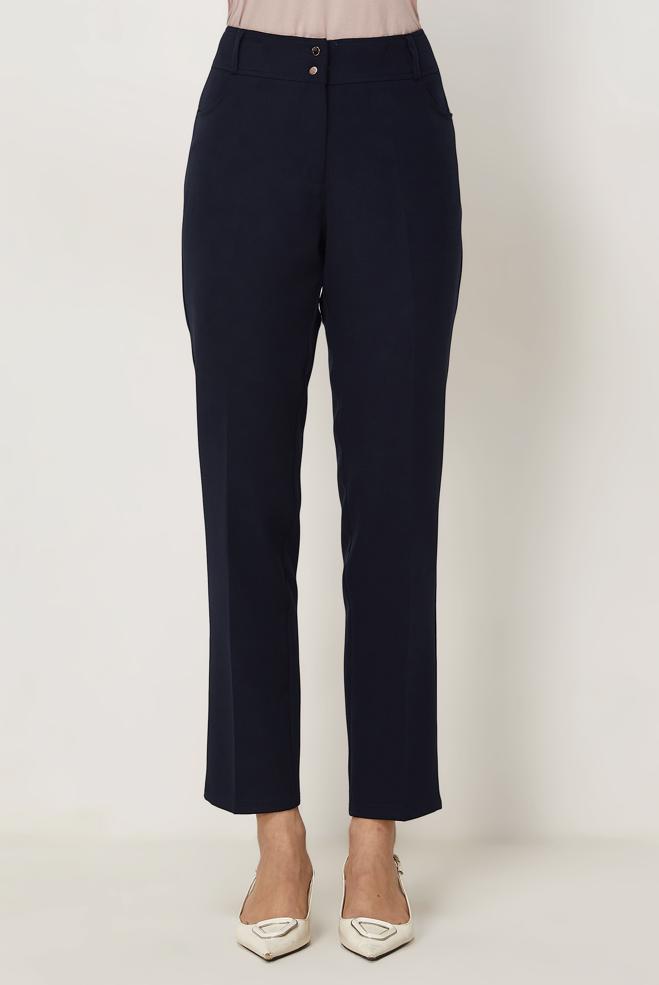 Hijab clothing NAVY BLUE STRAIGHT CUT PANTS 70979 - ALVİNA
