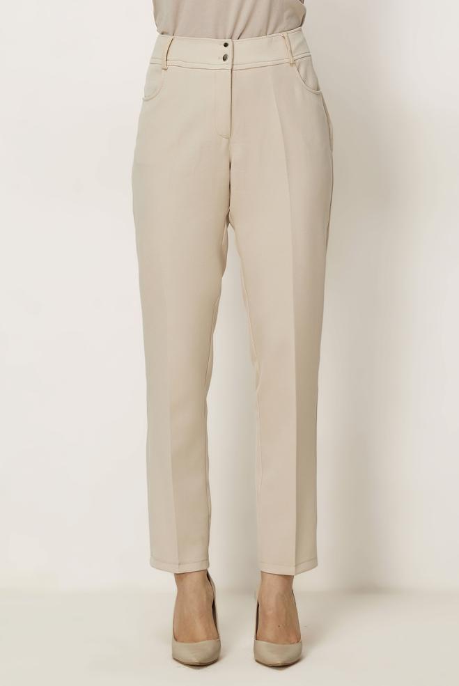 Hijab clothing ECRU STRAIGHT CUT PANTS 70979 - ALVİNA