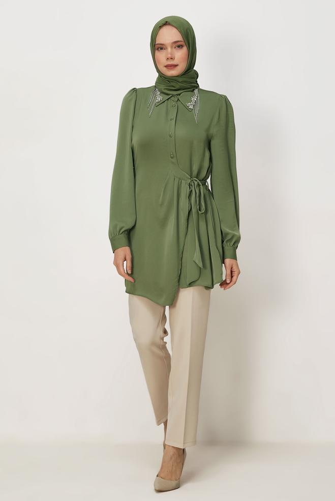 Hijab clothing ECRU STRAIGHT CUT PANTS 70979 - ALVİNA