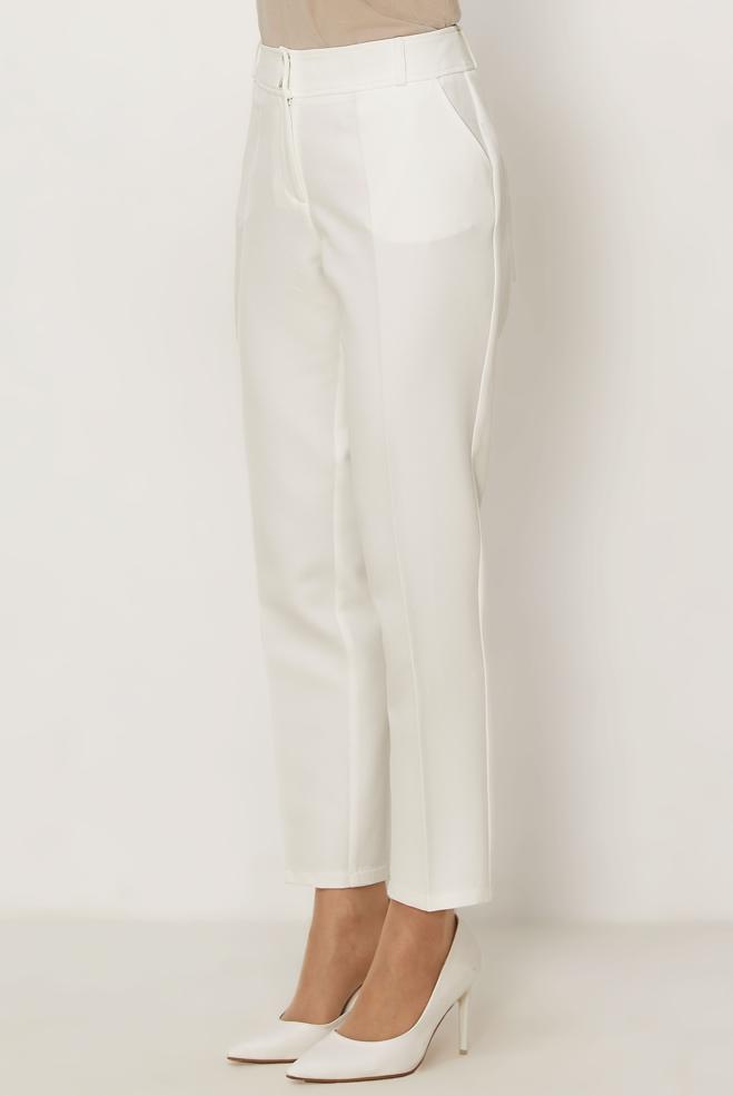 Hijab clothing WHITE STRAIGHT CUT PANTS 70980 - ALVİNA