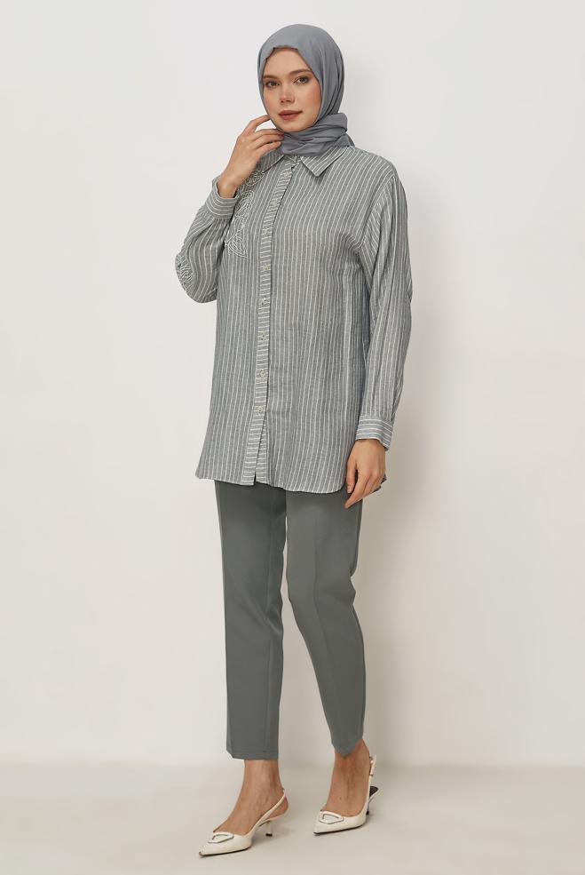Hijab clothing GREY STRAIGHT CUT PANTS 70980 - ALVİNA