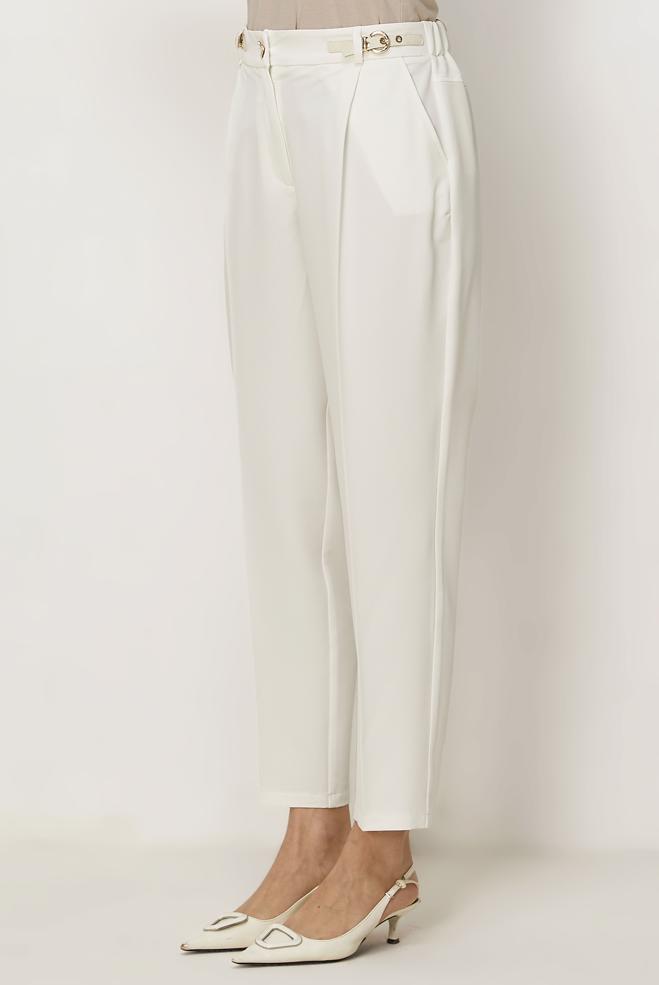 Hijab clothing WHITE BELT DETAILED PANTS 70982 - ALVİNA