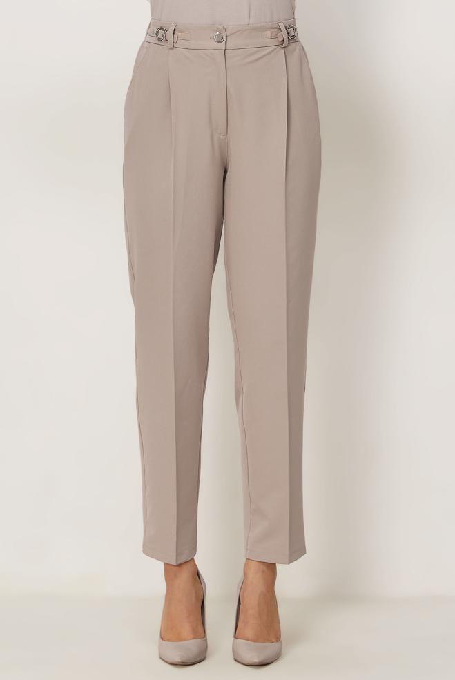 Hijab clothing BEIGE BELT DETAILED PANTS 70982 - ALVİNA