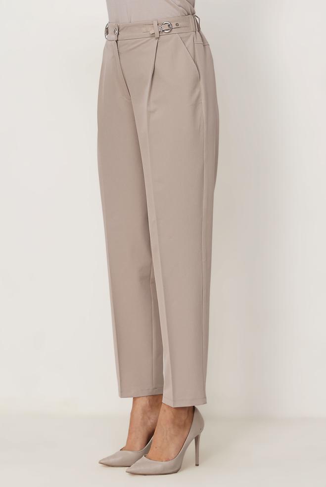 Hijab clothing BEIGE BELT DETAILED PANTS 70982 - ALVİNA