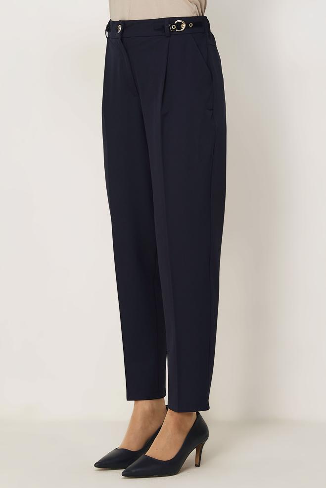 Hijab clothing NAVY BLUE BELT DETAILED PANTS 70982 - ALVİNA