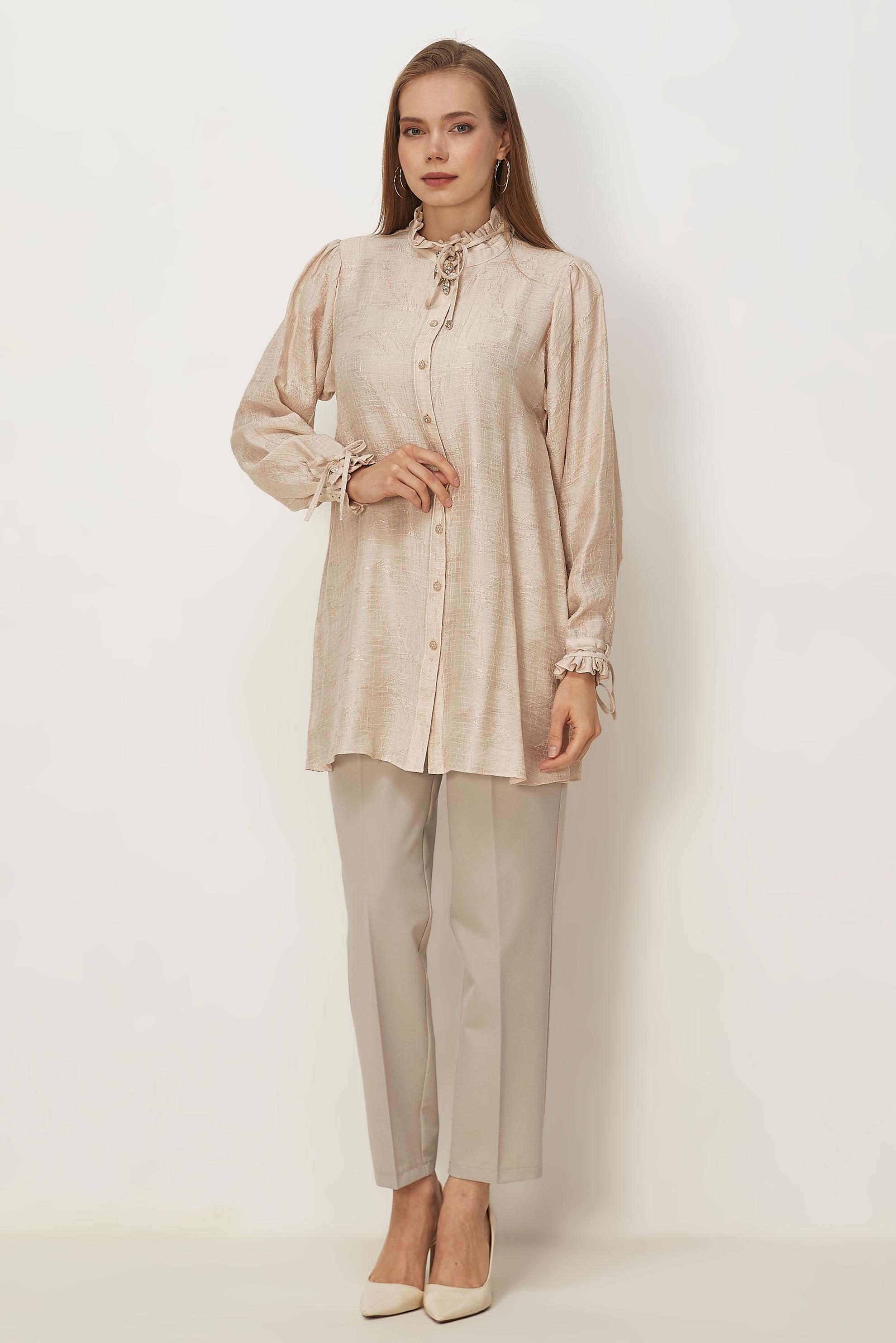 Hijab clothing BEIGE BELT DETAILED PANTS 70982