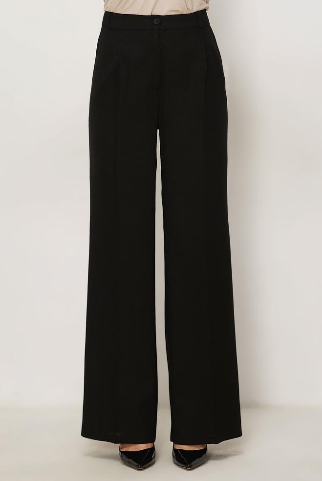 Hijab clothing BLACK LINEN WIDE LEG PANTS 70986 - ALVİNA
