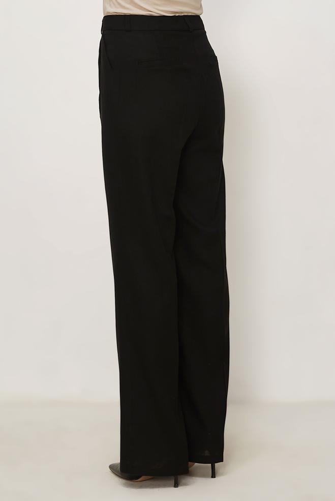 Hijab clothing BLACK LINEN WIDE LEG PANTS 70986 - ALVİNA