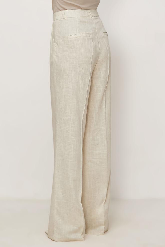 Hijab clothing BEIGE LINEN WIDE LEG PANTS 70986 - ALVİNA