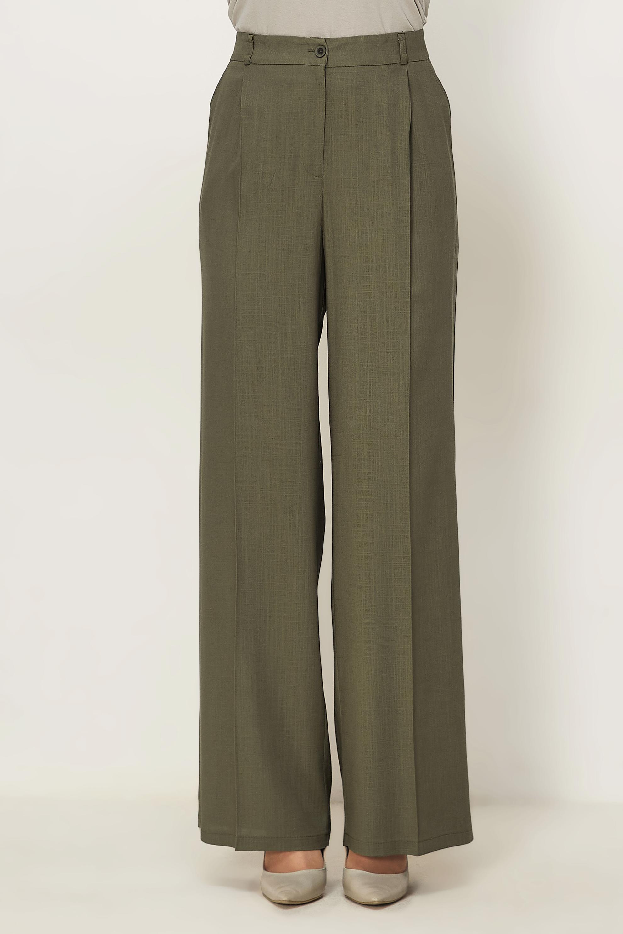 Hijab clothing KHAKI LINEN WIDE LEG PANTS 70986