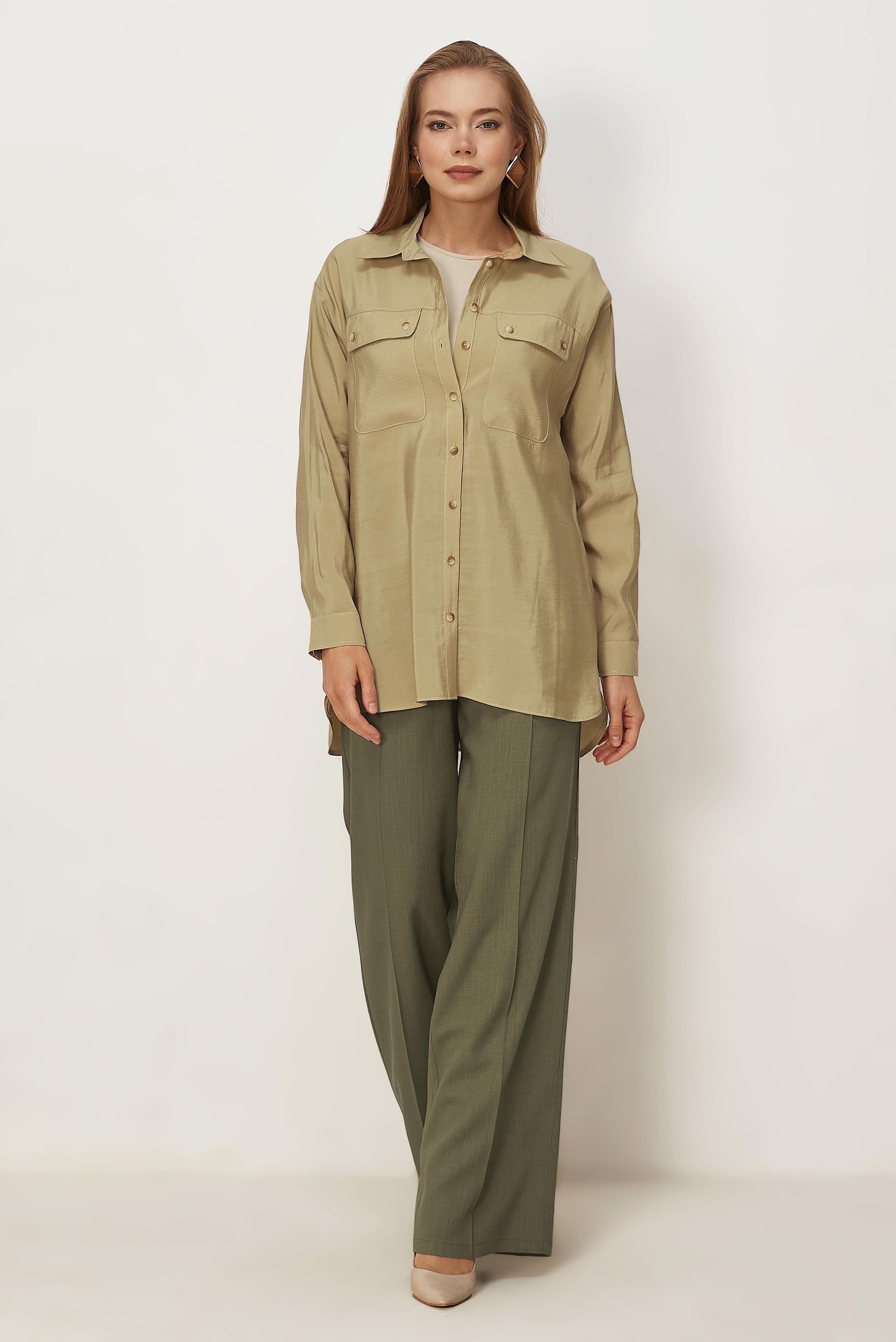 Hijab clothing KHAKI LINEN WIDE LEG PANTS 70986