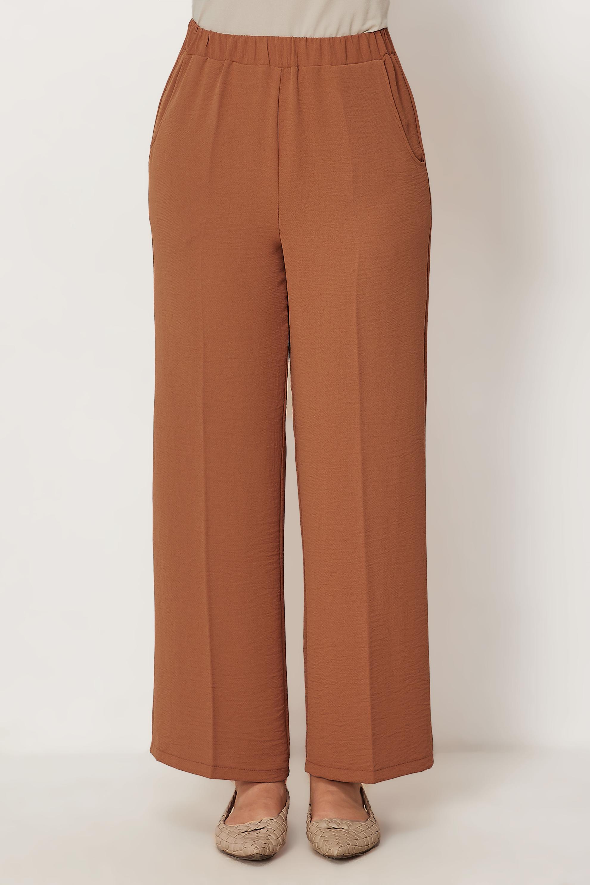 Tesettür giyim TABA GENİŞ PAÇA PANTOLON 70989