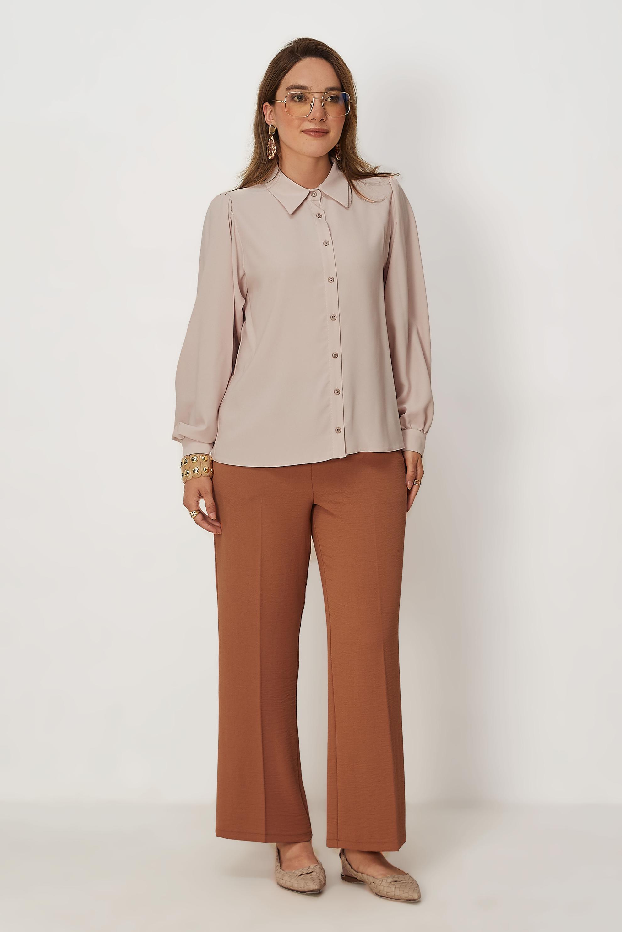 Tesettür giyim TABA GENİŞ PAÇA PANTOLON 70989