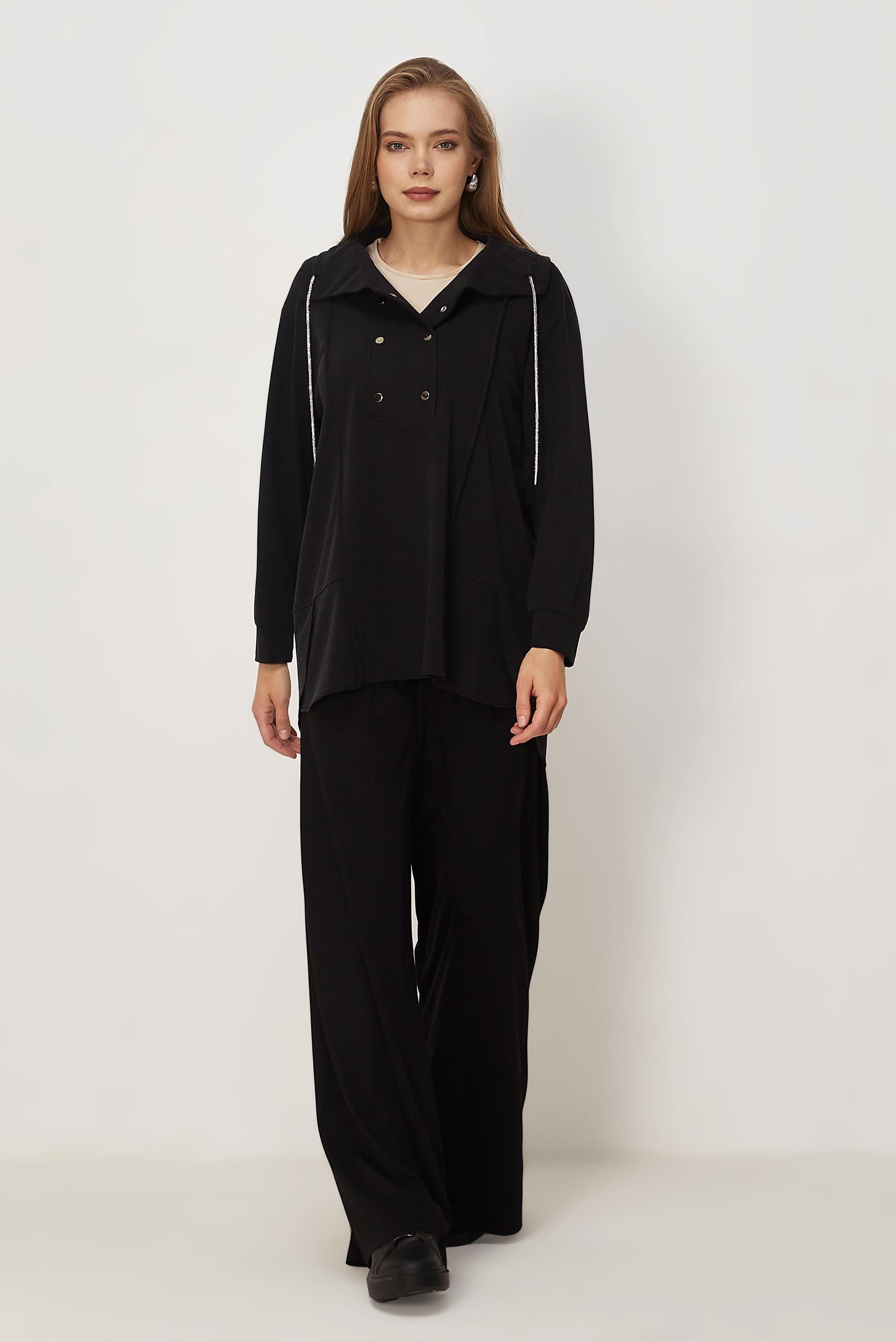 Vêtements hijab NOIR PANTALON TAILLE ÉLASTIQUE 70993