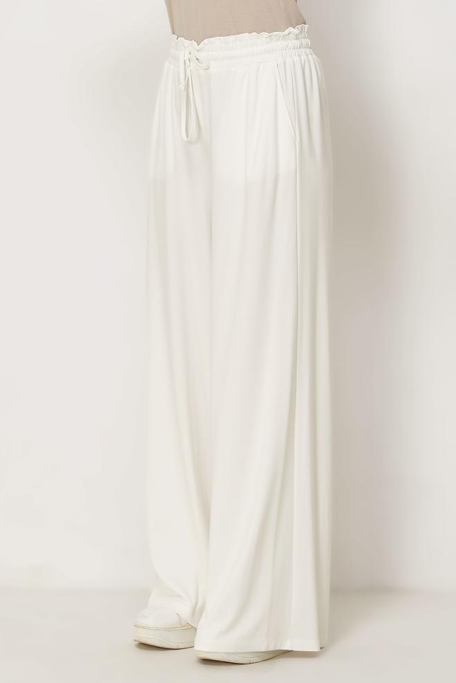 Hijab clothing WHITE ELASTIC WAIST PANTS 70993 - ALVİNA